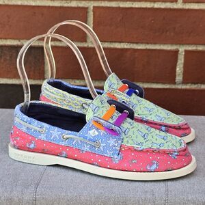 SPERRY X VINEYARD VINES AO PATCHWORK BOATS CRABS STARFISH SHOES KIDS SIZE 2